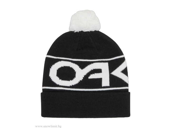 OAKLEY-шапка-FACTORY CUFF BEANIE-Black-White logo
