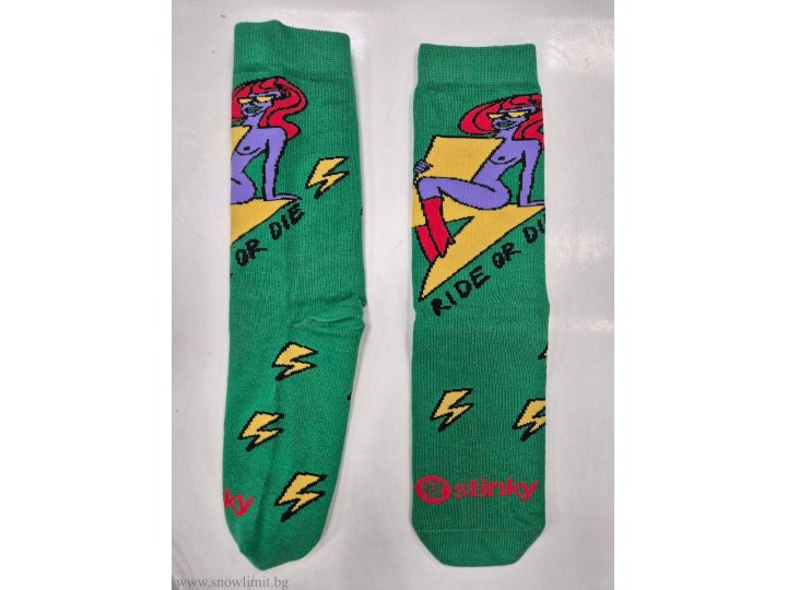Чорапи-STINKY-Lifestyle-Ride or Die-Green